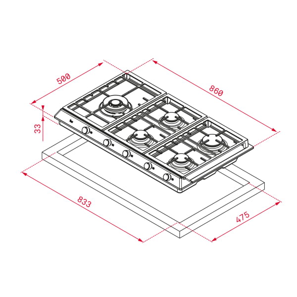 TEKA EX 90.1 5G AI AL DR LEFT CI BTN SS PLACA INOX GAS BUTANO 86CM 5 FUEGOS Mandos frontales metalizados - 3