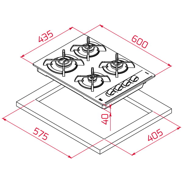 TEKA GBC 64003 KBA PLACA CRISTAL NEGRO GAS BUTANO 60CM 4 Fuegos - 11