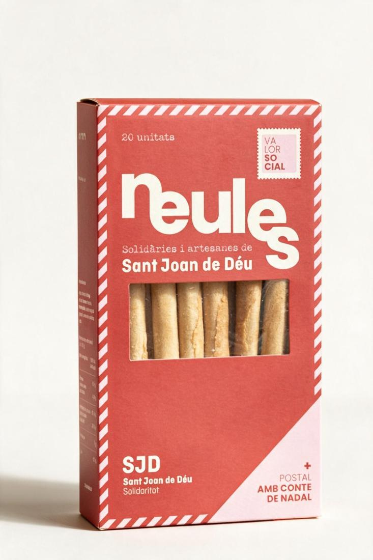 Caja de neules solidarias de Sant Joan de Déu elaboradas por El Rosal