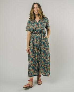 BRAVA vestido largo Flower Vichy Navy