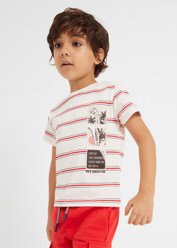MAYORAL Camiseta m/c rayas apliques niño - 1