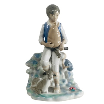 Figura porcellana. Pastor amb gaita.
