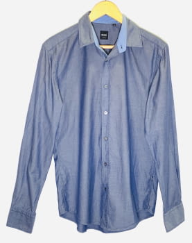 Camisa Hugo Boss, manga larga azul