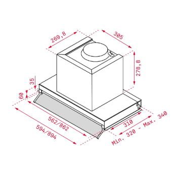Campana Integrable Teka INTEGRA 96750 POS (113100001) Inoxidable, de 90 cm a 620 m³/h | Clase A - 2