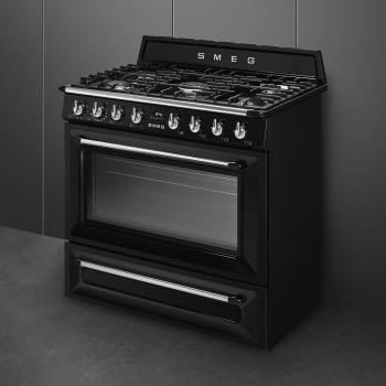 Cocina Victoria Smeg TR90BL9 Negra de 90 cm, Encimera de Gas con 5 Zonas de cocción, 1 Horno Termoventilado con limpieza Vapor Clean | Clase A - 4