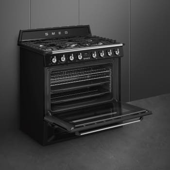 Cocina Victoria Smeg TR90BL9 Negra de 90 cm, Encimera de Gas con 5 Zonas de cocción, 1 Horno Termoventilado con limpieza Vapor Clean | Clase A - 5