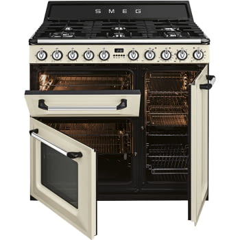 Cocina Victoria Smeg TR93P Crema de 90 cm, Encimera de Gas con 6 Quemadores de Gas y 3 Hornos Termoventilado con limpieza Vapor Clean | Clase A - 2