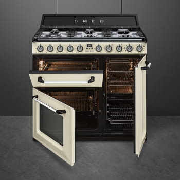 Cocina Victoria Smeg TR93P Crema de 90 cm, Encimera de Gas con 6 Quemadores de Gas y 3 Hornos Termoventilado con limpieza Vapor Clean | Clase A - 5