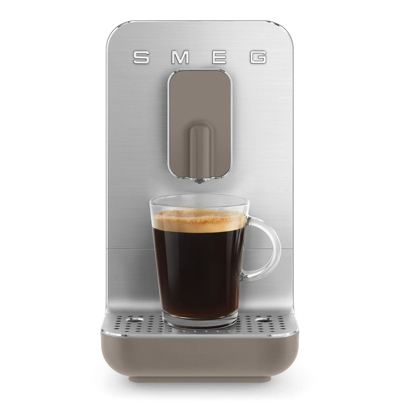 Cafetera Taupe Smeg BCC01TPMEU 50'Style con Molinillo Integrado |1 Tipo de Té & 7 de Café | Sistema Anti-Goteo | 100% Automática