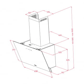 Campana decorativa vertical Teka DVN 77050 TTC BK (112950011) | 70cm | Aspiración perimetral | 485 m³/h | 64 dB | Clase A - 2