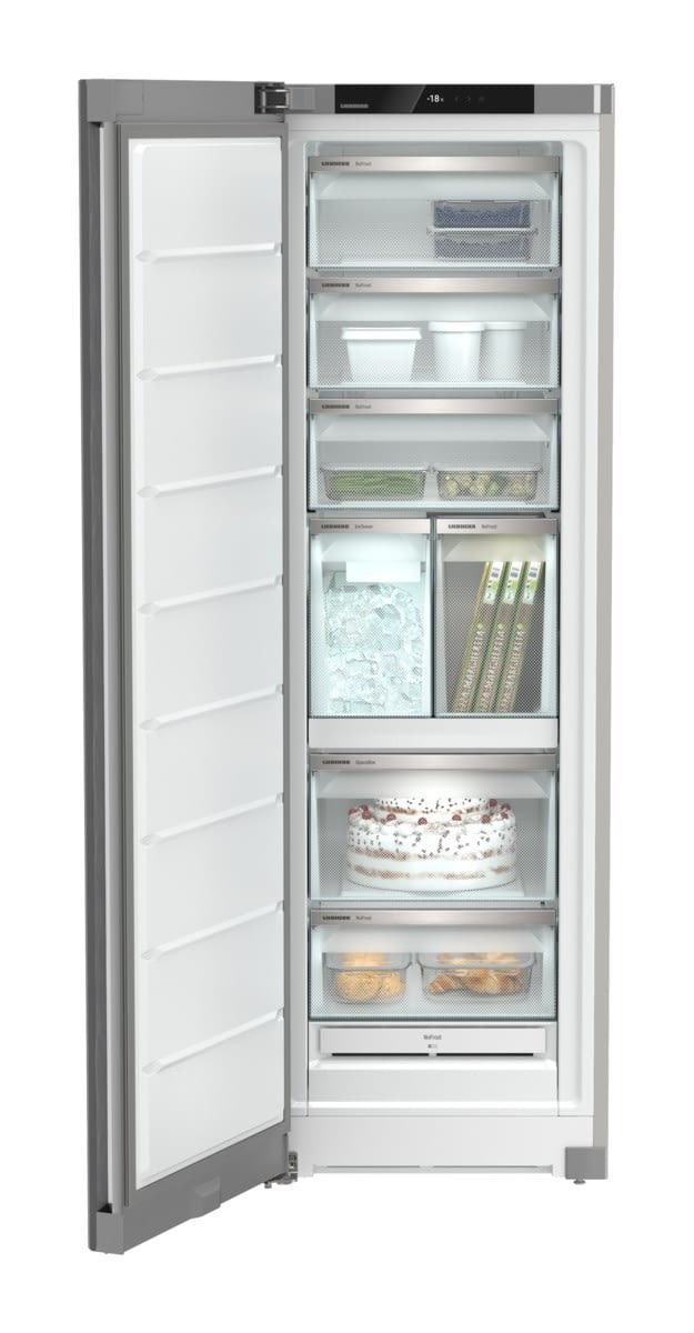 ✓ Congelador Vertical Liebherr SFNsfe 5227 Plus Steelfinish, 185,5x59,7x67,5 cm, Ice Maker, No Frost, 7 cajones, Clase E