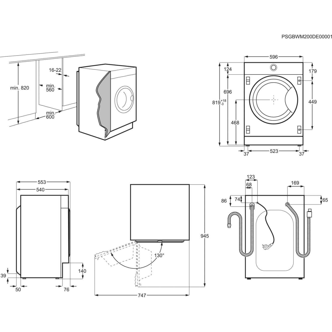 Lavadora secadora integrable Serie 7000 ProSteam® de 8 kg Lavadora