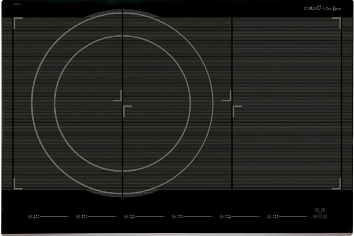 Placa de Inducción Cata GIGA 750 BK | 77 cm | 6 Zonas - Max. 40cm | Función Booster
