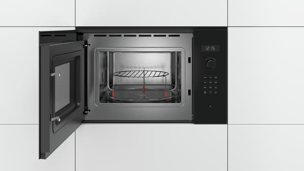 Bosch BEL554MS0 - Microondas integrable con grill Serie 6, 25L, 900W,  1200W, Color negro con acero inoxidable & Serie