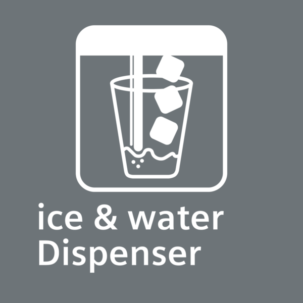 Dispensador de agua, hielo y hielo picado en la puerta