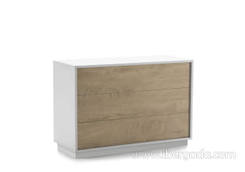 Cómoda Fénix Blanca/Roble 3 Cajones (115x46x78)