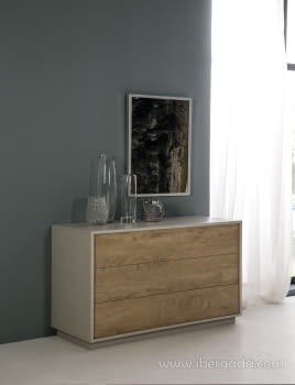 Cómoda Fénix Piedra/Roble 3 Cajones (115x46x78)