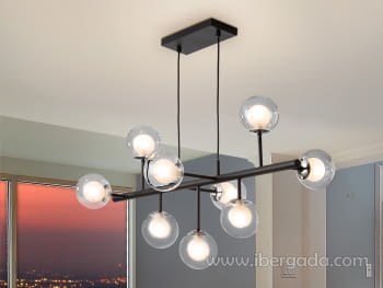 Lampara Altais 9L Negro/Cromo