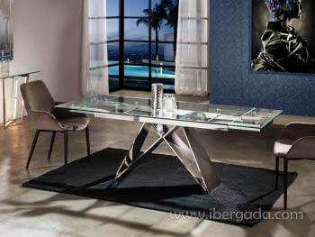 Mesa Comedor Mika Acero Extensible (160x90x75)