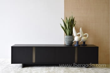 Mueble TV Negro/Latón (200x45)