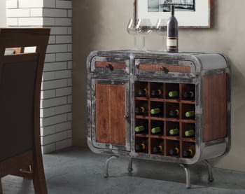 Mueble Botellero Saigon Mango/Hierro 1 Puerta 2 Cajones (85x80x35)