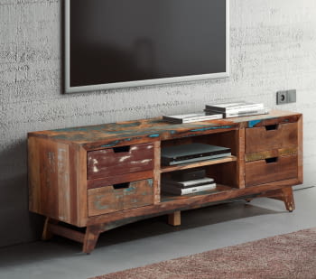 Mueble TV Malmo Madera 4 Cajones 2 Huecos (150x45x55)