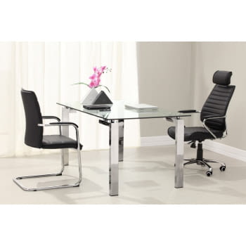 Mesa Lainey Acero/Cristal (140x80)