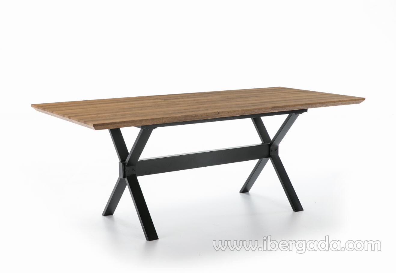 Mesa de comedor madera y hierro 179x92x76 - AGOKO