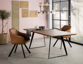Mesa de Comedor Hierro/Madera Extensible (160x90)