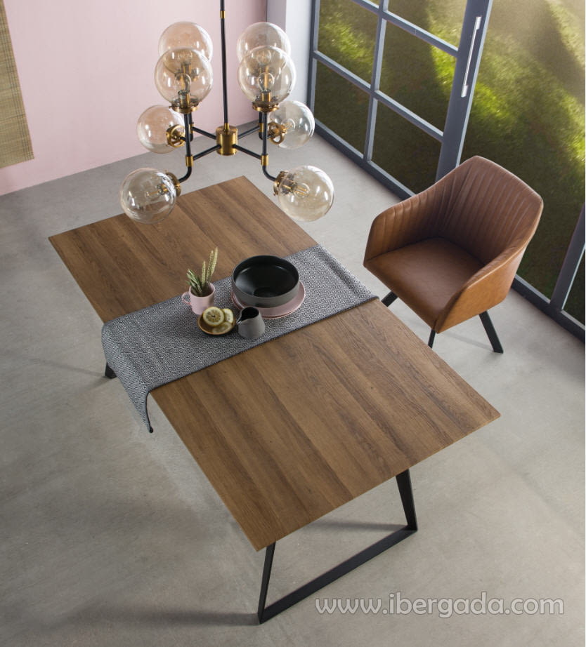 Mesa de Comedor Hierro/Madera Extensible (160x90x76 ...