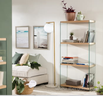 Estanteria Sidney Madera/Cristal (76x30x165)