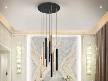 Lampara Varas Oro/Negro 9L Dimable con Mando