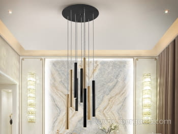 Lampara Varas Oro/Negro 9L Dimable con Mando