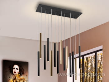 Lampara Varas Oro/Negro 14L Dimable con Mando