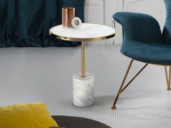 Mesa Auxiliar Dekala Blanco/Oro (46x46x54)