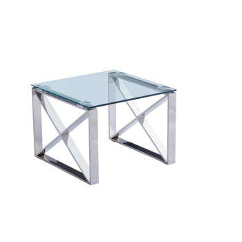 Mesa Auxiliar Venus Acero/Cristal (55x55x43)