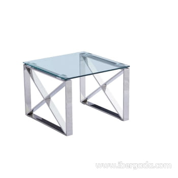 Mesa Auxiliar Venus Acero/Cristal (55x55x43)