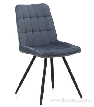 Silla Terciopelo Azul/Negro