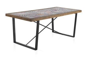 Mesa de Comedor Rectangular Cerámica/Hierro (195x90)