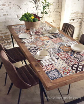 Mesa de Comedor Rectangular Cerámica/Hierro (195x90)-2