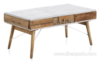 Mesa de Centro Rectangular Madera/Blanca (110x60)