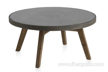 Mesa De Centro Redonda Madera Cristal 80x80 Ibergada Decora Tu Hogar