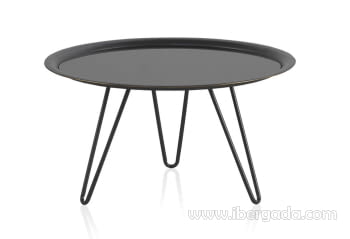 Mesa de Centro Redonda Metal/Cristal (62x62)
