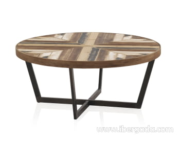Mesa de Centro Redonda Madera/Metal (80x80)