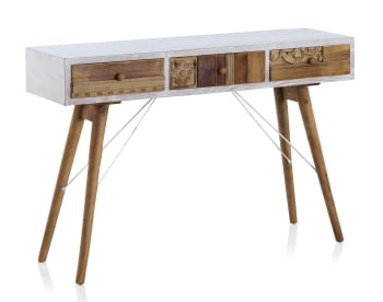 Consola Blanca/Natural 3 Cajones (120x36x81)
