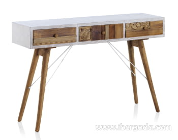 Consola Blanca/Natural 3 Cajones (120x36x81)