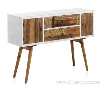 Consola Blanca/Natural 2 Cajones y 2 Puertas (120x36x85)