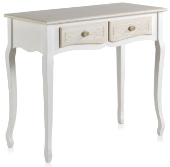 Consola Blanco/Crema 2 Cajones (90x40x76)