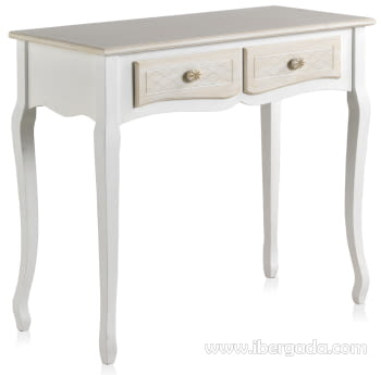 Consola Blanco/Crema 2 Cajones (90x40x76)