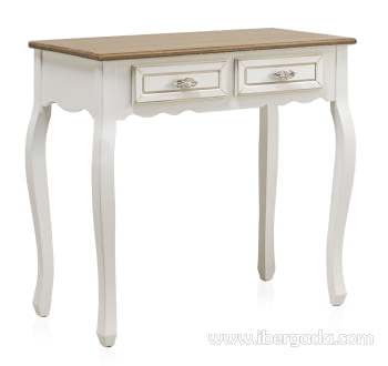 Consola Madera/Blanca 2 Cajones (80x40x75)